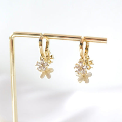 Blissful Floral Huggie Earrings (Gold)