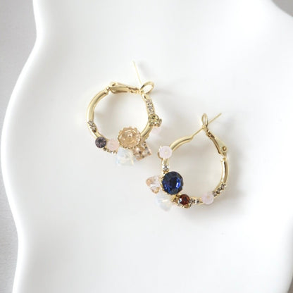 Bejeweled Hoop Earrings (Gold)