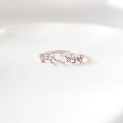 Willow Leaf Adjustable Ring (Rose Gold)