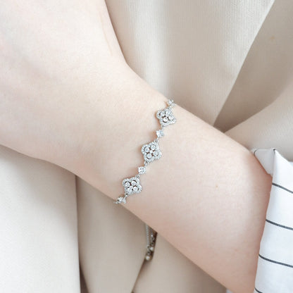 Lucky Clover Adjustable Bracelet (Silver)