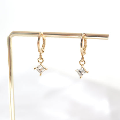 Gemma Gem Huggie Hoop Earrings (Gold)