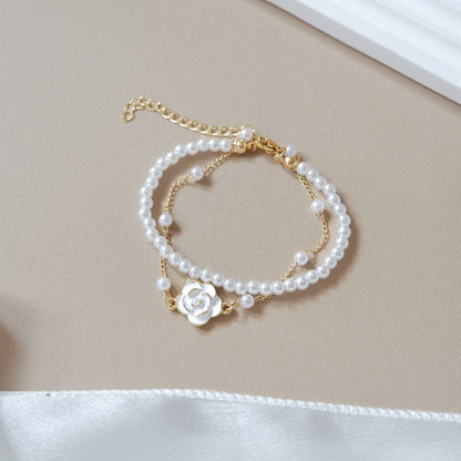 Genevieve Layered Pearl Bracelet (Gold)