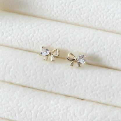 Sweet Ribbon Stud Earrings (Gold)